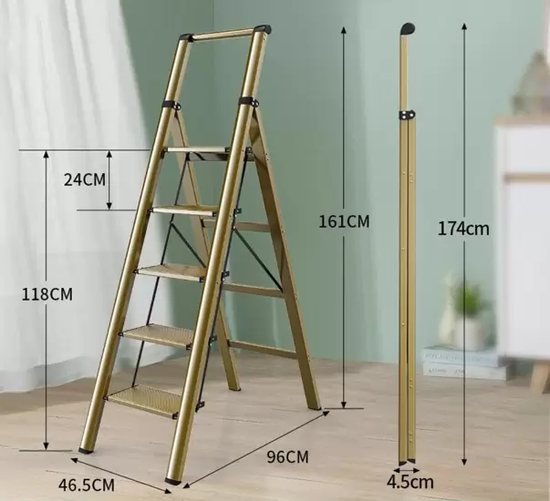 TUUF Elegance 5-step Flat Foldable Ladder (Champagne)
