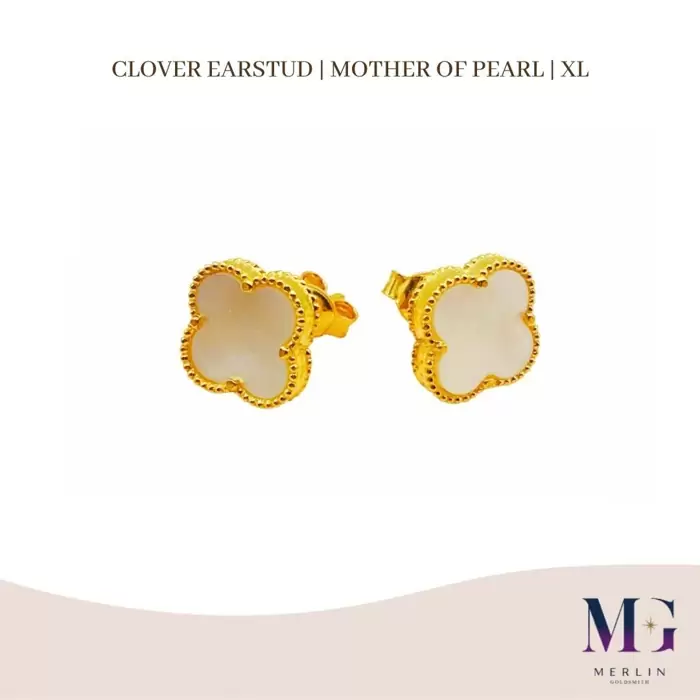 [SOLD] 916 Gold CLOVER EARSTUD | MOTHER OF PEARL